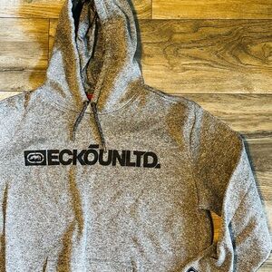 Men's Gray Ecko Unltd. Pullover Hoodie with A Black Logo Graphic On The Chest XL